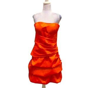 Bold Orange Strapless Dress